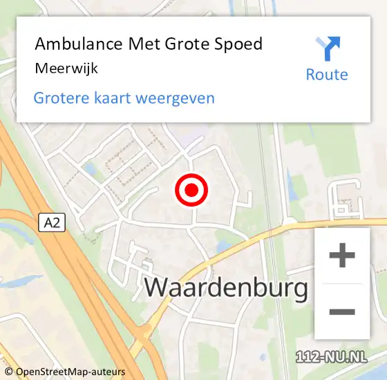 Locatie op kaart van de 112 melding: Ambulance Met Grote Spoed Naar Meerwijk op 14 december 2020 12:48