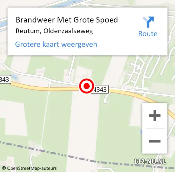 Locatie op kaart van de 112 melding: Brandweer Met Grote Spoed Naar Reutum, Oldenzaalseweg op 14 december 2020 13:02