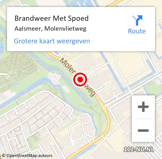 Locatie op kaart van de 112 melding: Brandweer Met Spoed Naar Aalsmeer, Molenvlietweg op 14 december 2020 13:49