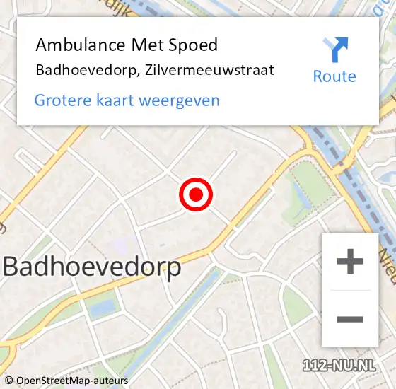 Locatie op kaart van de 112 melding: Ambulance Met Spoed Naar Badhoevedorp, Zilvermeeuwstraat op 14 december 2020 13:53