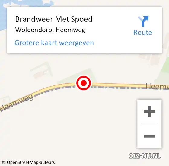 Locatie op kaart van de 112 melding: Brandweer Met Spoed Naar Woldendorp, Heemweg op 14 december 2020 15:11