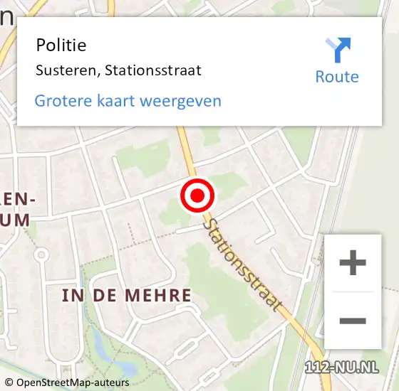 Locatie op kaart van de 112 melding: Politie Susteren, Stationsstraat op 14 december 2020 15:33