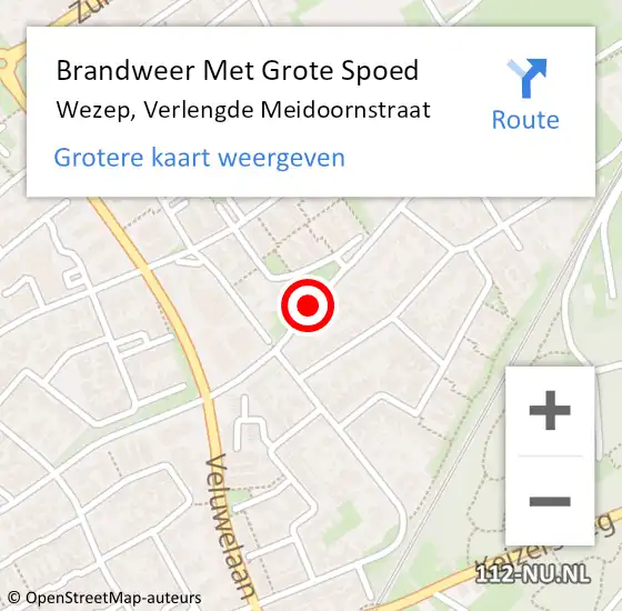 Locatie op kaart van de 112 melding: Brandweer Met Grote Spoed Naar Wezep, Verlengde Meidoornstraat op 14 december 2020 15:49