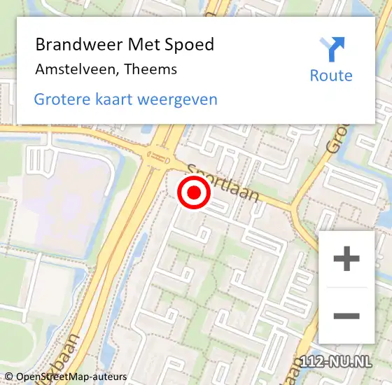 Locatie op kaart van de 112 melding: Brandweer Met Spoed Naar Amstelveen, Theems op 14 december 2020 16:01