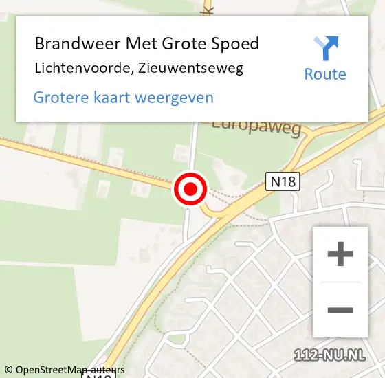 Locatie op kaart van de 112 melding: Brandweer Met Grote Spoed Naar Lichtenvoorde, Zieuwentseweg op 14 december 2020 16:36