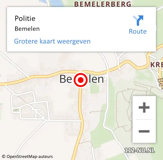 Locatie op kaart van de 112 melding: Politie Bemelen op 14 december 2020 17:37