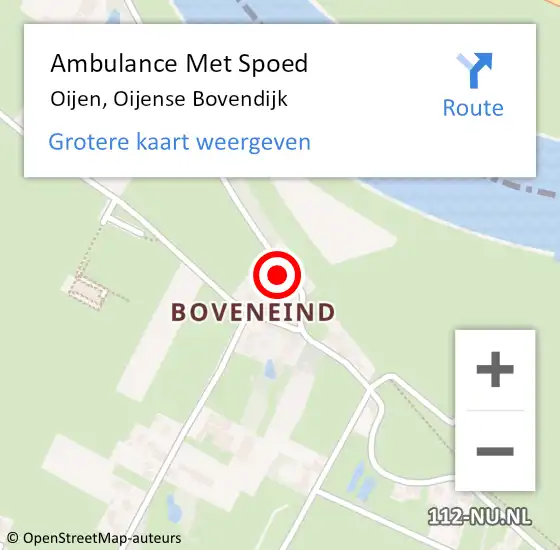 Locatie op kaart van de 112 melding: Ambulance Met Spoed Naar Oijen, Oijense Bovendijk op 27 mei 2014 13:50