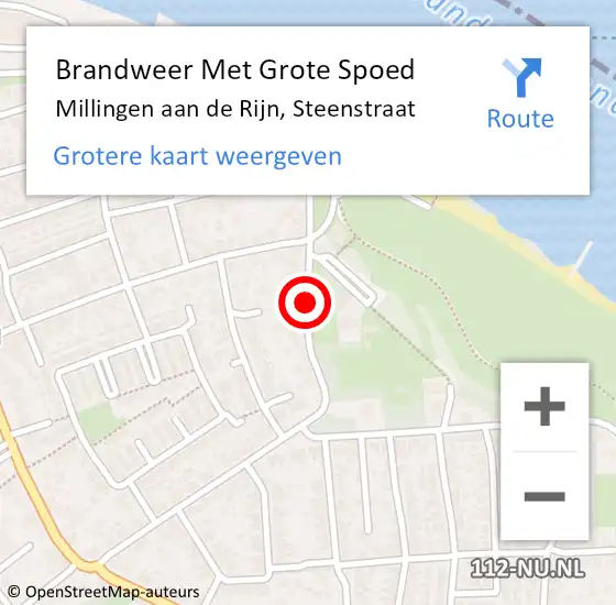 Locatie op kaart van de 112 melding: Brandweer Met Grote Spoed Naar Millingen aan de Rijn, Steenstraat op 14 december 2020 22:29