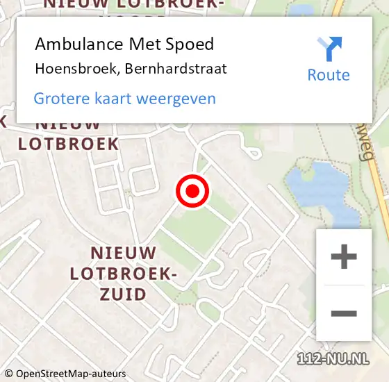 Locatie op kaart van de 112 melding: Ambulance Met Spoed Naar Hoensbroek, Bernhardstraat op 27 mei 2014 14:08