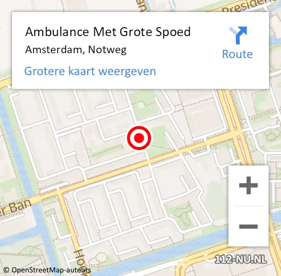 Locatie op kaart van de 112 melding: Ambulance Met Grote Spoed Naar Amsterdam, Notweg op 15 december 2020 00:11