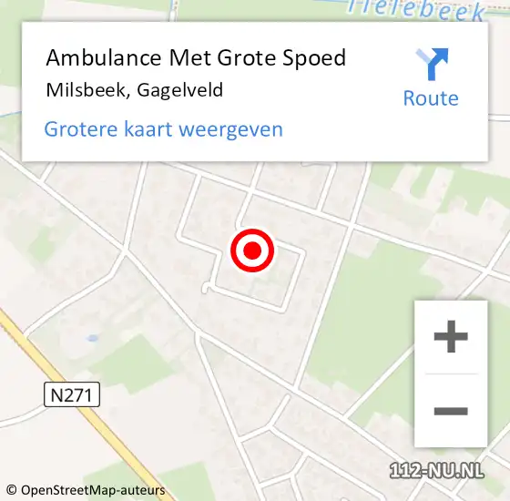 Locatie op kaart van de 112 melding: Ambulance Met Grote Spoed Naar Milsbeek, Gagelveld op 15 december 2020 04:04