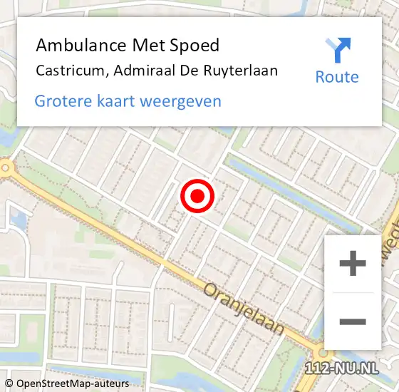 Locatie op kaart van de 112 melding: Ambulance Met Spoed Naar Castricum, Admiraal De Ruyterlaan op 15 december 2020 08:09