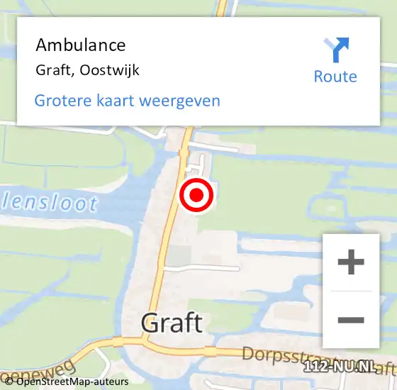 Locatie op kaart van de 112 melding: Ambulance Graft, Oostwijk op 15 december 2020 09:04