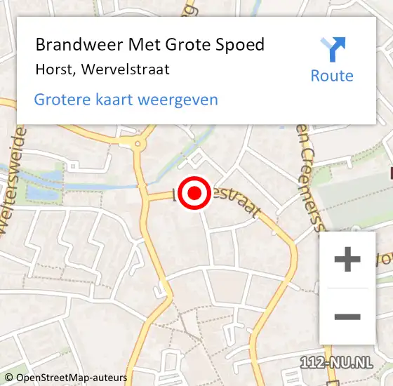 Locatie op kaart van de 112 melding: Brandweer Met Grote Spoed Naar Horst, Wervelstraat op 15 december 2020 12:30