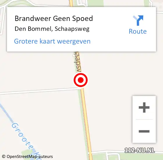 Locatie op kaart van de 112 melding: Brandweer Geen Spoed Naar Den Bommel, Schaapsweg op 15 december 2020 13:17