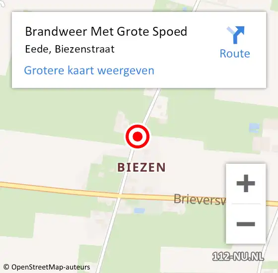 Locatie op kaart van de 112 melding: Brandweer Met Grote Spoed Naar Eede, Biezenstraat op 15 december 2020 13:26