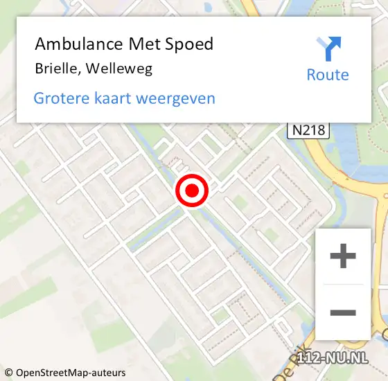 Locatie op kaart van de 112 melding: Ambulance Met Spoed Naar Brielle, Welleweg op 15 december 2020 13:31