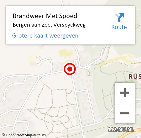 Locatie op kaart van de 112 melding: Brandweer Met Spoed Naar Bergen aan Zee, Verspyckweg op 15 december 2020 16:20