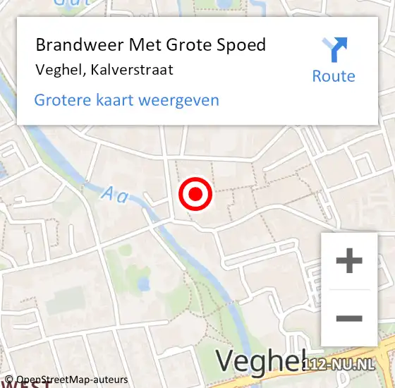 Locatie op kaart van de 112 melding: Brandweer Met Grote Spoed Naar Veghel, Kalverstraat op 15 december 2020 17:01