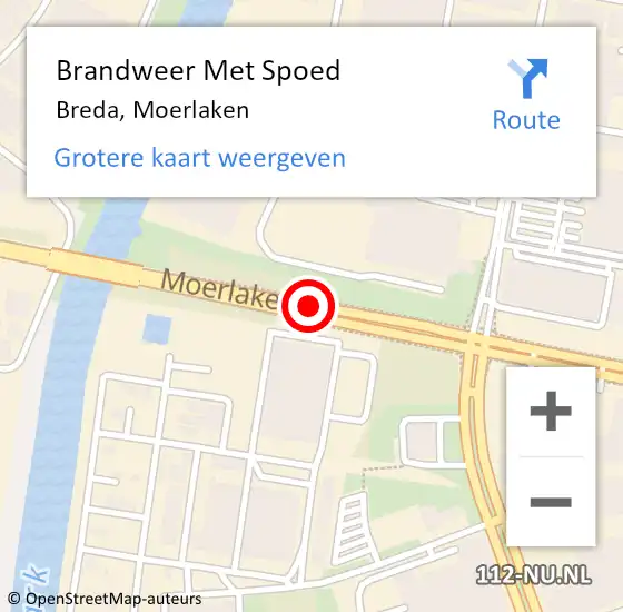 Locatie op kaart van de 112 melding: Brandweer Met Spoed Naar Breda, Moerlaken op 15 december 2020 17:47