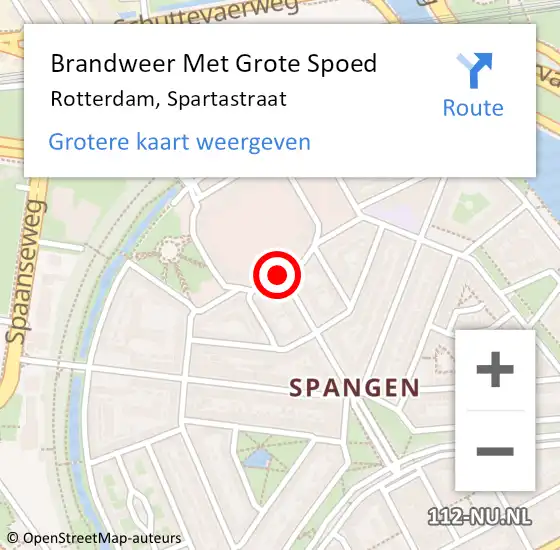 Locatie op kaart van de 112 melding: Brandweer Met Grote Spoed Naar Rotterdam, Spartastraat op 15 december 2020 18:12