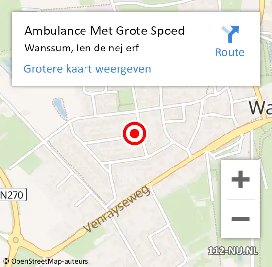 Locatie op kaart van de 112 melding: Ambulance Met Grote Spoed Naar Wanssum, Ien de nej erf op 27 mei 2014 15:17