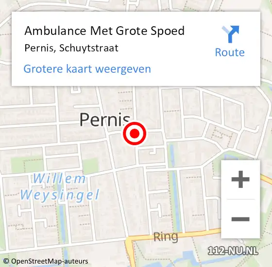 Locatie op kaart van de 112 melding: Ambulance Met Grote Spoed Naar Pernis, Schuytstraat op 15 december 2020 18:46