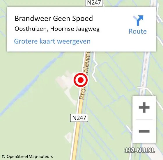 Locatie op kaart van de 112 melding: Brandweer Geen Spoed Naar Oosthuizen, Hoornse Jaagweg op 15 december 2020 19:10