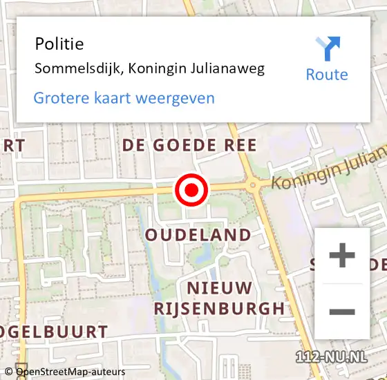 Locatie op kaart van de 112 melding: Politie Sommelsdijk, Koningin Julianaweg op 15 december 2020 19:16