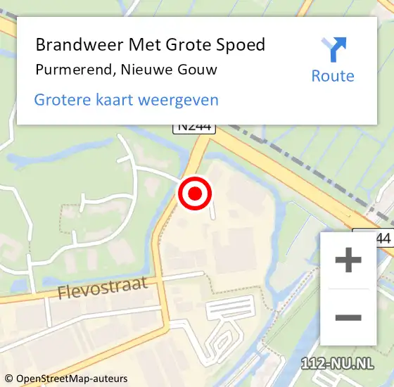 Locatie op kaart van de 112 melding: Brandweer Met Grote Spoed Naar Purmerend, Nieuwe Gouw op 15 december 2020 21:53