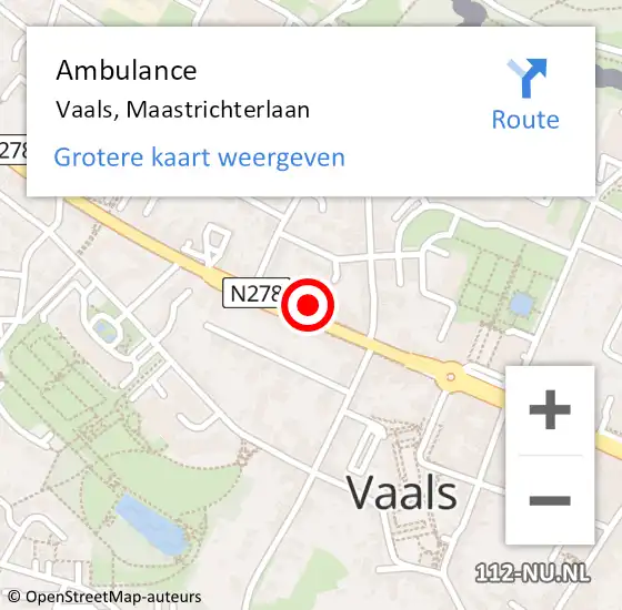 Locatie op kaart van de 112 melding: Ambulance Vaals, Maastrichterlaan op 27 mei 2014 15:29