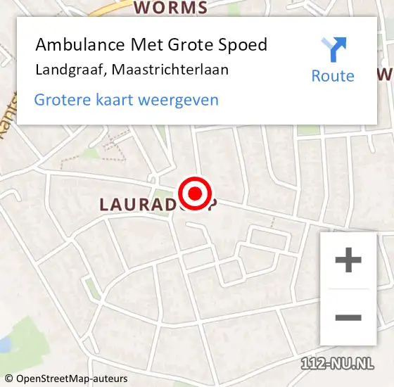 Locatie op kaart van de 112 melding: Ambulance Met Grote Spoed Naar Landgraaf, Maastrichterlaan op 16 december 2020 00:15