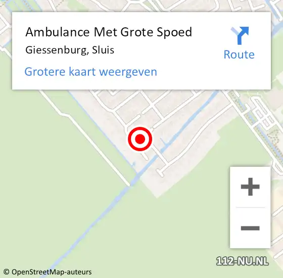 Locatie op kaart van de 112 melding: Ambulance Met Grote Spoed Naar Giessenburg, Sluis op 27 mei 2014 15:38