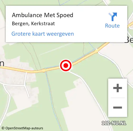 Locatie op kaart van de 112 melding: Ambulance Met Spoed Naar Bergen, Kerkstraat op 16 december 2020 05:21