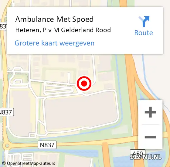Locatie op kaart van de 112 melding: Ambulance Met Spoed Naar Heteren, P v M Gelderland Rood op 16 december 2020 07:13