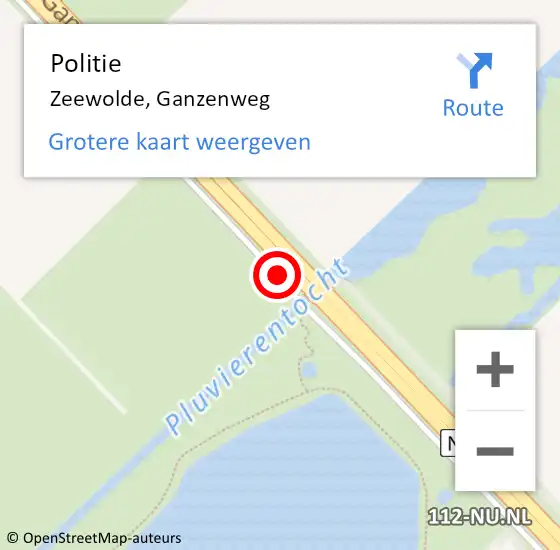 Locatie op kaart van de 112 melding: Politie Zeewolde, Ganzenweg op 16 december 2020 07:57