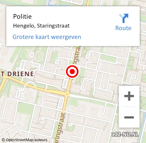 Locatie op kaart van de 112 melding: Politie Hengelo, Staringstraat op 16 december 2020 08:35