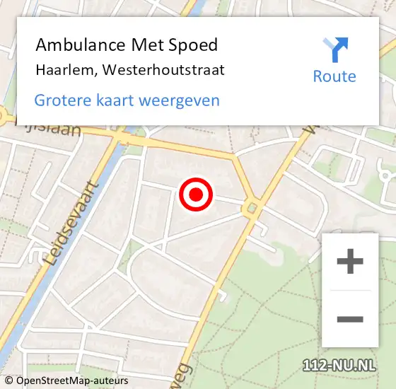 Locatie op kaart van de 112 melding: Ambulance Met Spoed Naar Haarlem, Westerhoutstraat op 16 december 2020 08:36