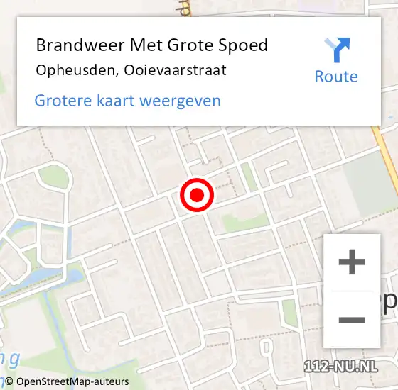 Locatie op kaart van de 112 melding: Brandweer Met Grote Spoed Naar Opheusden, Ooievaarstraat op 16 december 2020 09:01