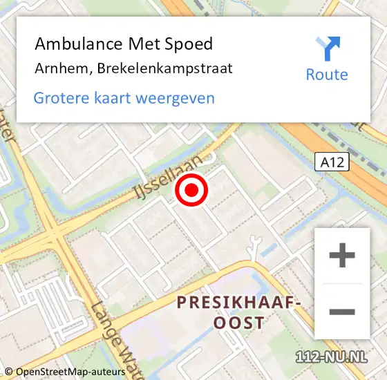 Locatie op kaart van de 112 melding: Ambulance Met Spoed Naar Arnhem, Brekelenkampstraat op 16 december 2020 09:16