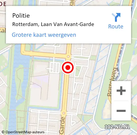 Locatie op kaart van de 112 melding: Politie Rotterdam, Laan Van Avant-Garde op 16 december 2020 09:36