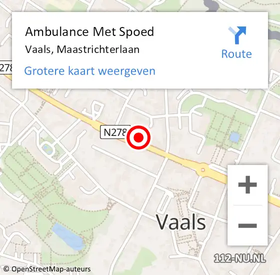 Locatie op kaart van de 112 melding: Ambulance Met Spoed Naar Vaals, Maastrichterlaan op 27 mei 2014 16:03