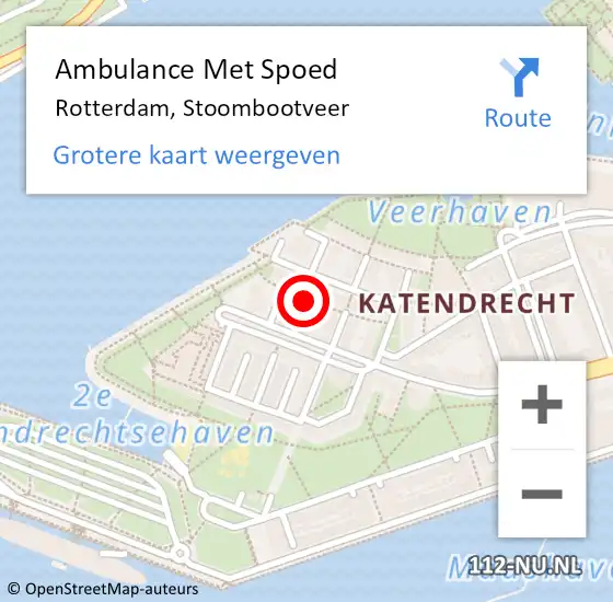 Locatie op kaart van de 112 melding: Ambulance Met Spoed Naar Rotterdam, Stoombootveer op 16 december 2020 10:33