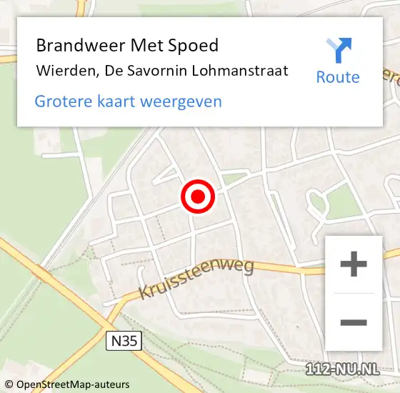 Locatie op kaart van de 112 melding: Brandweer Met Spoed Naar Wierden, De Savornin Lohmanstraat op 16 december 2020 10:44