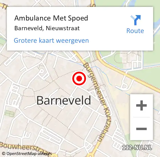 Locatie op kaart van de 112 melding: Ambulance Met Spoed Naar Barneveld, Nieuwstraat op 16 december 2020 10:45