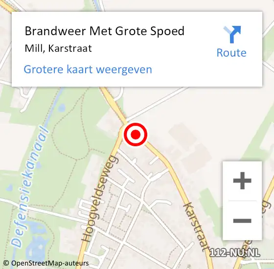 Locatie op kaart van de 112 melding: Brandweer Met Grote Spoed Naar Mill, Karstraat op 16 december 2020 11:58