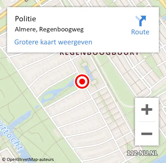 Locatie op kaart van de 112 melding: Politie Almere, Regenboogweg op 16 december 2020 12:30