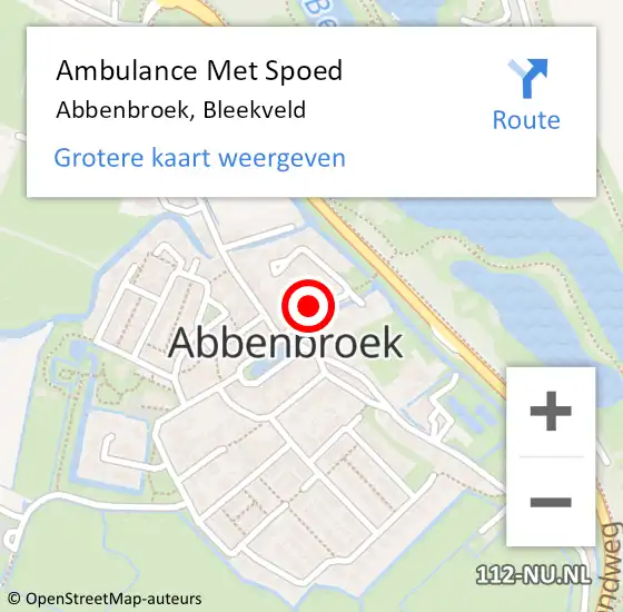 Locatie op kaart van de 112 melding: Ambulance Met Spoed Naar Abbenbroek, Bleekveld op 16 december 2020 12:42