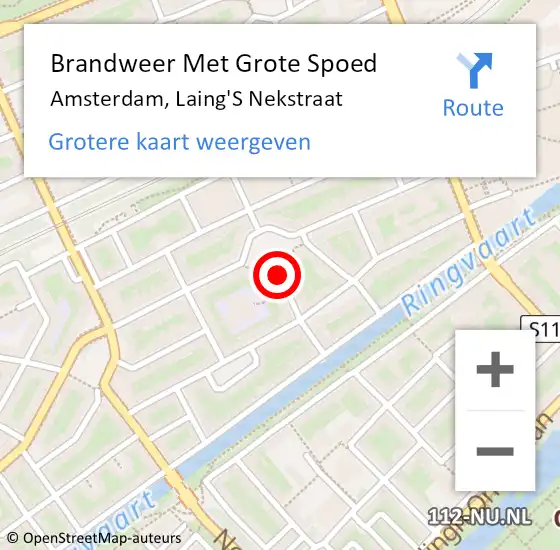 Locatie op kaart van de 112 melding: Brandweer Met Grote Spoed Naar Amsterdam, Laing'S Nekstraat op 16 december 2020 12:51