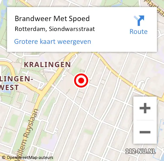 Locatie op kaart van de 112 melding: Brandweer Met Spoed Naar Rotterdam, Siondwarsstraat op 16 december 2020 13:21